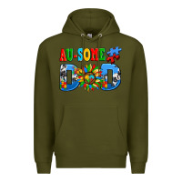 Army Green ausome autism dad Premium Hoodie - AdoDesignShop