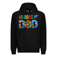 Black ausome autism dad Premium Hoodie - AdoDesignShop