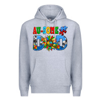 Heather Grey ausome autism dad Premium Hoodie - AdoDesignShop