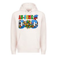 Pale Pink ausome autism dad Premium Hoodie - AdoDesignShop