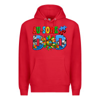 Red ausome autism dad Premium Hoodie - AdoDesignShop