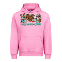 Fuchsia Pink peace love coffee Urban Hoodie - AdoDesignShop