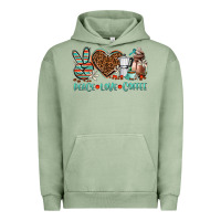 Pigment Oil Green peace love coffee Urban Hoodie - AdoDesignShop
