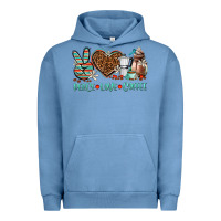 Pigment Pebble Blue peace love coffee Urban Hoodie - AdoDesignShop