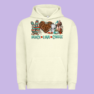 Peace Love Coffee Urban Hoodie Designed By Adodesignshop