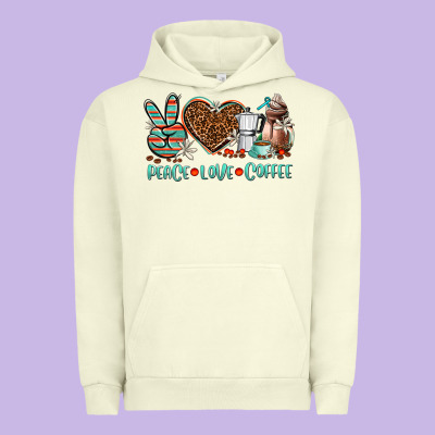 Peace Love Coffee Urban Hoodie Designed By Adodesignshop