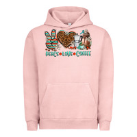 Pigment Salmon peace love coffee Urban Hoodie - AdoDesignShop
