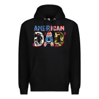 Black American dad Premium Hoodie - AdoDesignShop