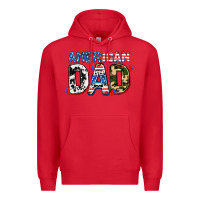 Red American dad Premium Hoodie - AdoDesignShop