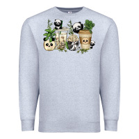 Heather Grey panda coffee cups Premium Sweatshirt - texasbilliewilder