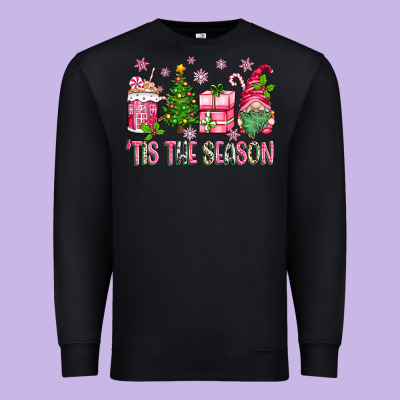 Pink Christmas 'tis The Season Gnome Premium Sweatshirt Designed By Zillion Design Studio