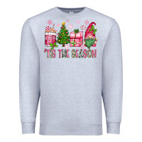 Heather Grey pink christmas 'tis the season gnome Premium Sweatshirt - Zillion Design Studio