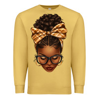 Antique Gold plaid bandana afro woman Premium Sweatshirt - texasbilliewilder