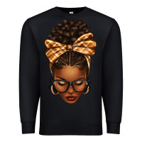 Black plaid bandana afro woman Premium Sweatshirt - texasbilliewilder