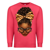 Cardinal plaid bandana afro woman Premium Sweatshirt - texasbilliewilder