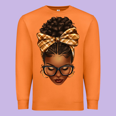Premium Sweatshirt plaid bandana afro woman