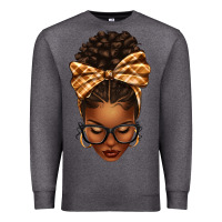 Charcoal Heather plaid bandana afro woman Premium Sweatshirt - texasbilliewilder