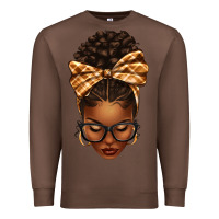 Chestnut plaid bandana afro woman Premium Sweatshirt - texasbilliewilder