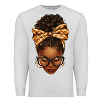 Dove Grey plaid bandana afro woman Premium Sweatshirt - texasbilliewilder