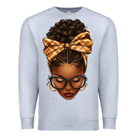 Heather Grey plaid bandana afro woman Premium Sweatshirt - texasbilliewilder