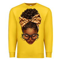 Lemon plaid bandana afro woman Premium Sweatshirt - texasbilliewilder