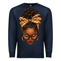 Navy plaid bandana afro woman Premium Sweatshirt - texasbilliewilder
