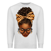 Oatmeal Heather plaid bandana afro woman Premium Sweatshirt - texasbilliewilder