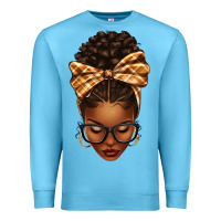 Ocean Blue plaid bandana afro woman Premium Sweatshirt - texasbilliewilder