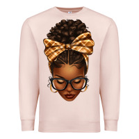 Pale Pink plaid bandana afro woman Premium Sweatshirt - texasbilliewilder