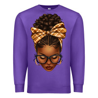 Purple plaid bandana afro woman Premium Sweatshirt - texasbilliewilder
