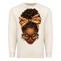 Sandshell plaid bandana afro woman Premium Sweatshirt - texasbilliewilder
