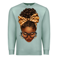 Seafoam plaid bandana afro woman Premium Sweatshirt - texasbilliewilder