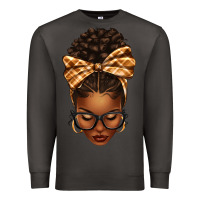 Smoke plaid bandana afro woman Premium Sweatshirt - texasbilliewilder