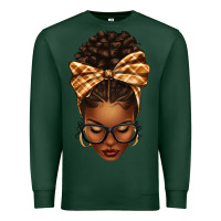 Sports Green plaid bandana afro woman Premium Sweatshirt - texasbilliewilder