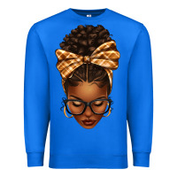 True Royal plaid bandana afro woman Premium Sweatshirt - texasbilliewilder