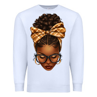 White plaid bandana afro woman Premium Sweatshirt - texasbilliewilder