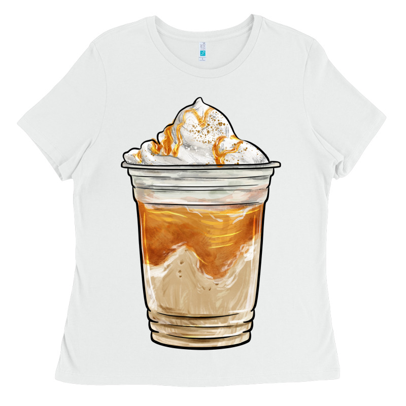 Iced Caramel Frappuccino Coffee Ladies Tee by BarkalooDesign | Teevron