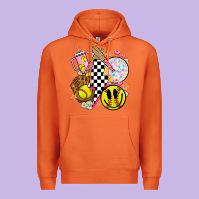 Retro Softball Premium Hoodie Designed By Jahusdesignshop