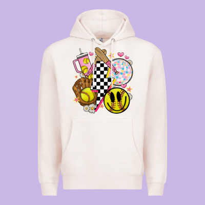 Retro Softball Premium Hoodie Designed By Jahusdesignshop