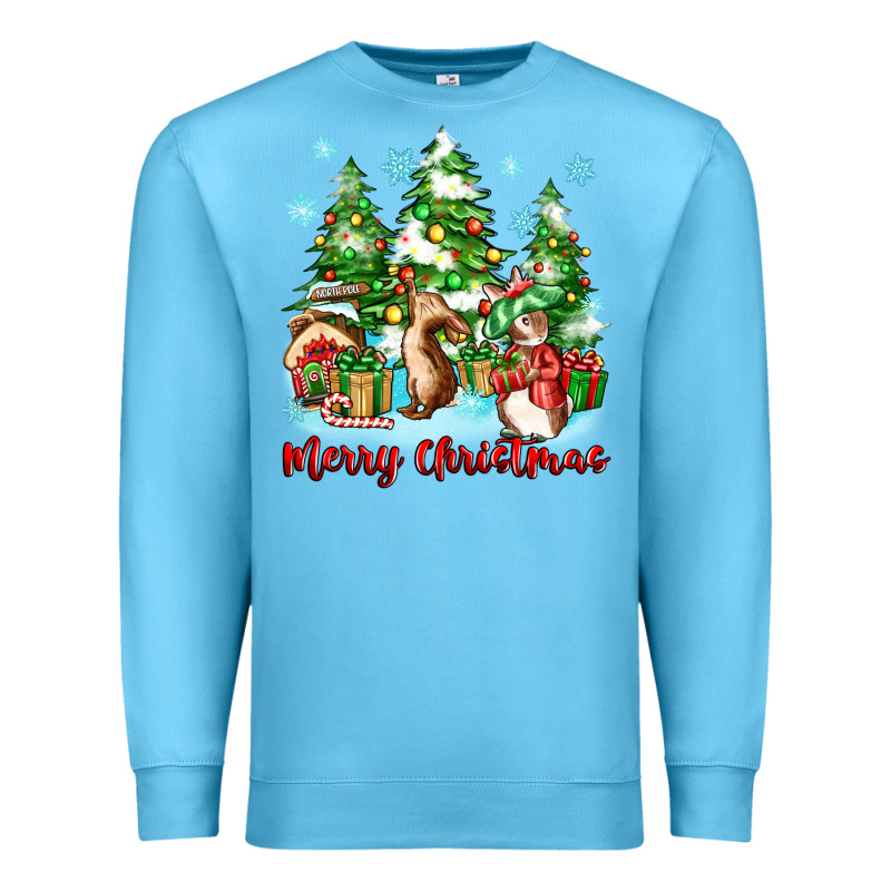 Merry Christmas Rabbits Premium Sweatshirt by Zillion Design Studio | Teevron