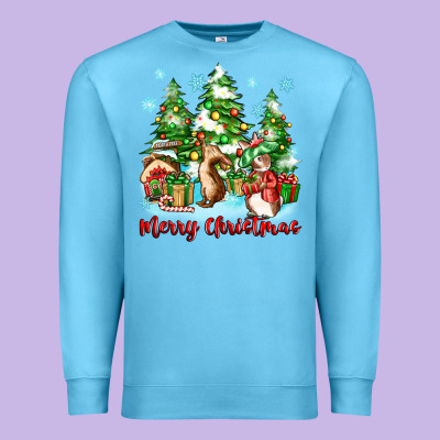 Merry Christmas Rabbits Premium Sweatshirt Designed By Zillion Design Studio