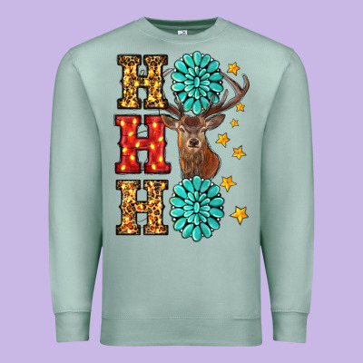 Premium Sweatshirt Gemstone And Reindeer Christmas Ho Ho Ho