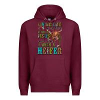 Burgundy living life somewhere between jesus take the wheel Premium Hoodie - JahusDesignShop