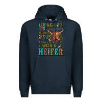 Navy living life somewhere between jesus take the wheel Premium Hoodie - JahusDesignShop