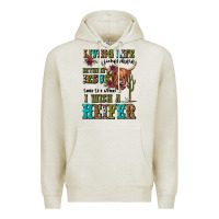 Oatmeal Heather living life somewhere between jesus take the wheel Premium Hoodie - JahusDesignShop