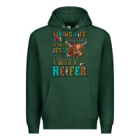Sports Green living life somewhere between jesus take the wheel Premium Hoodie - JahusDesignShop