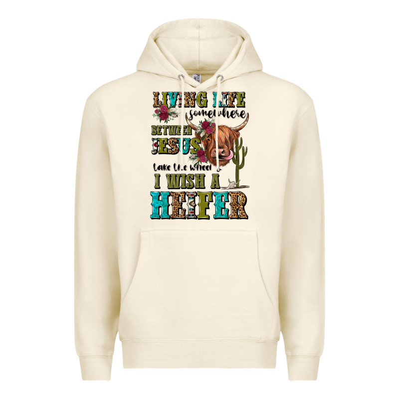 Living Life Somewhere Between Jesus Take The Wheel Premium Hoodie by JahusDesignShop | Teevron
