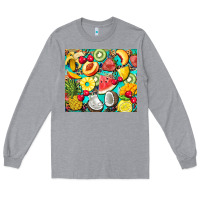 Heather Grey summer fruits Long Sleeve Tee - BarkalooDesign
