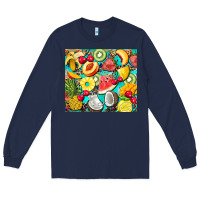 Navy summer fruits Long Sleeve Tee - BarkalooDesign