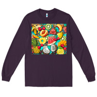 Plum summer fruits Long Sleeve Tee - BarkalooDesign